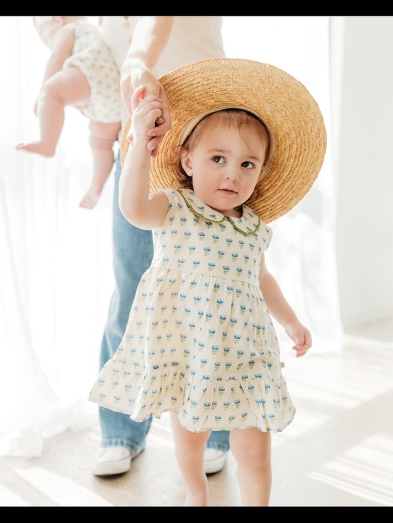 viverano organics Other - Viverano Organics Harper Peter Pan Collar Floral Baby Flare Dress 12-18 Months